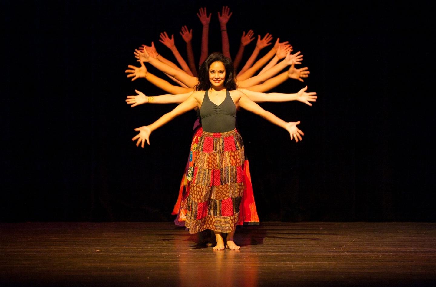 Students performing a cultural dance